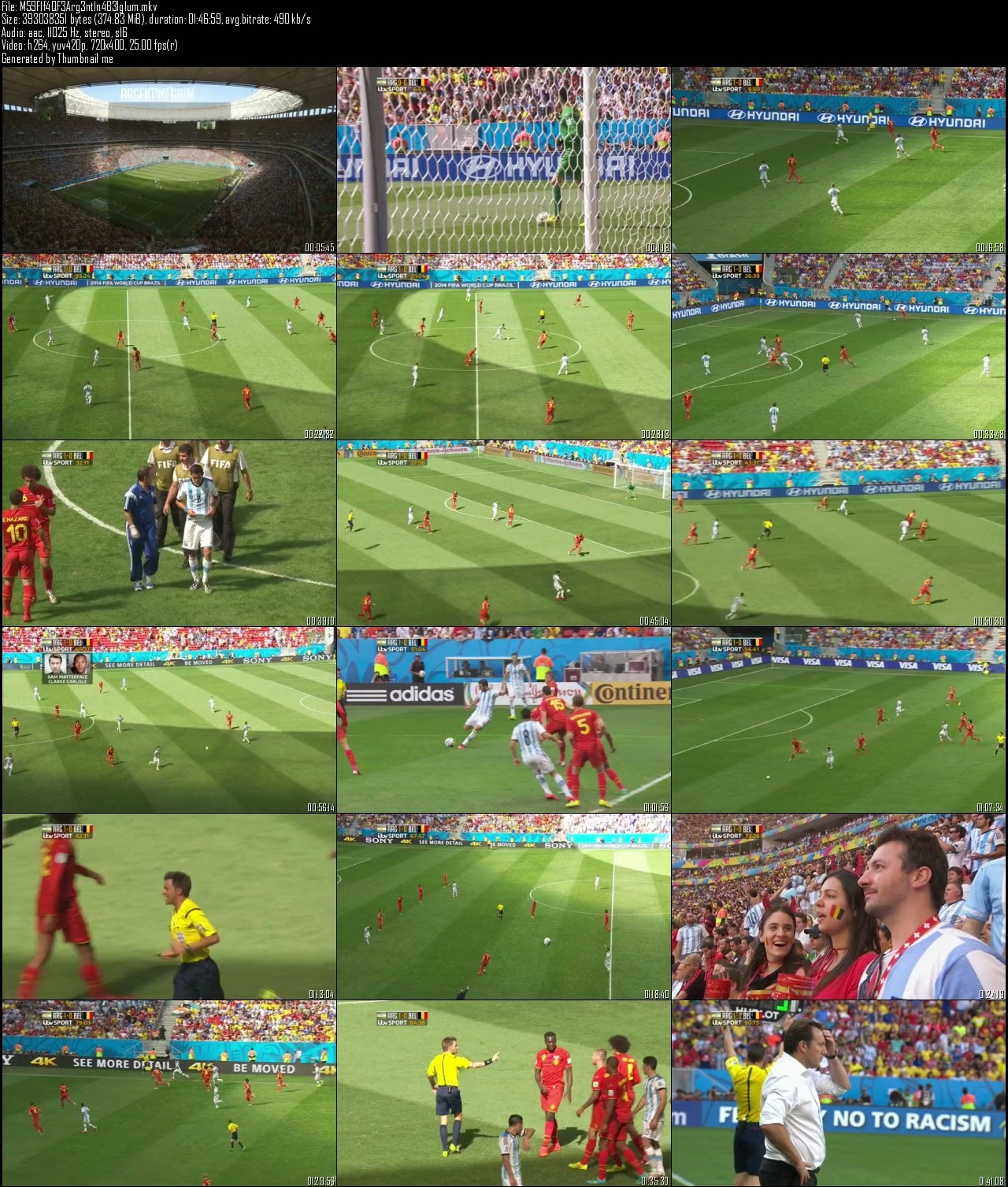 Fifa World Cup (2014) Argentina vs Belgium Quarter