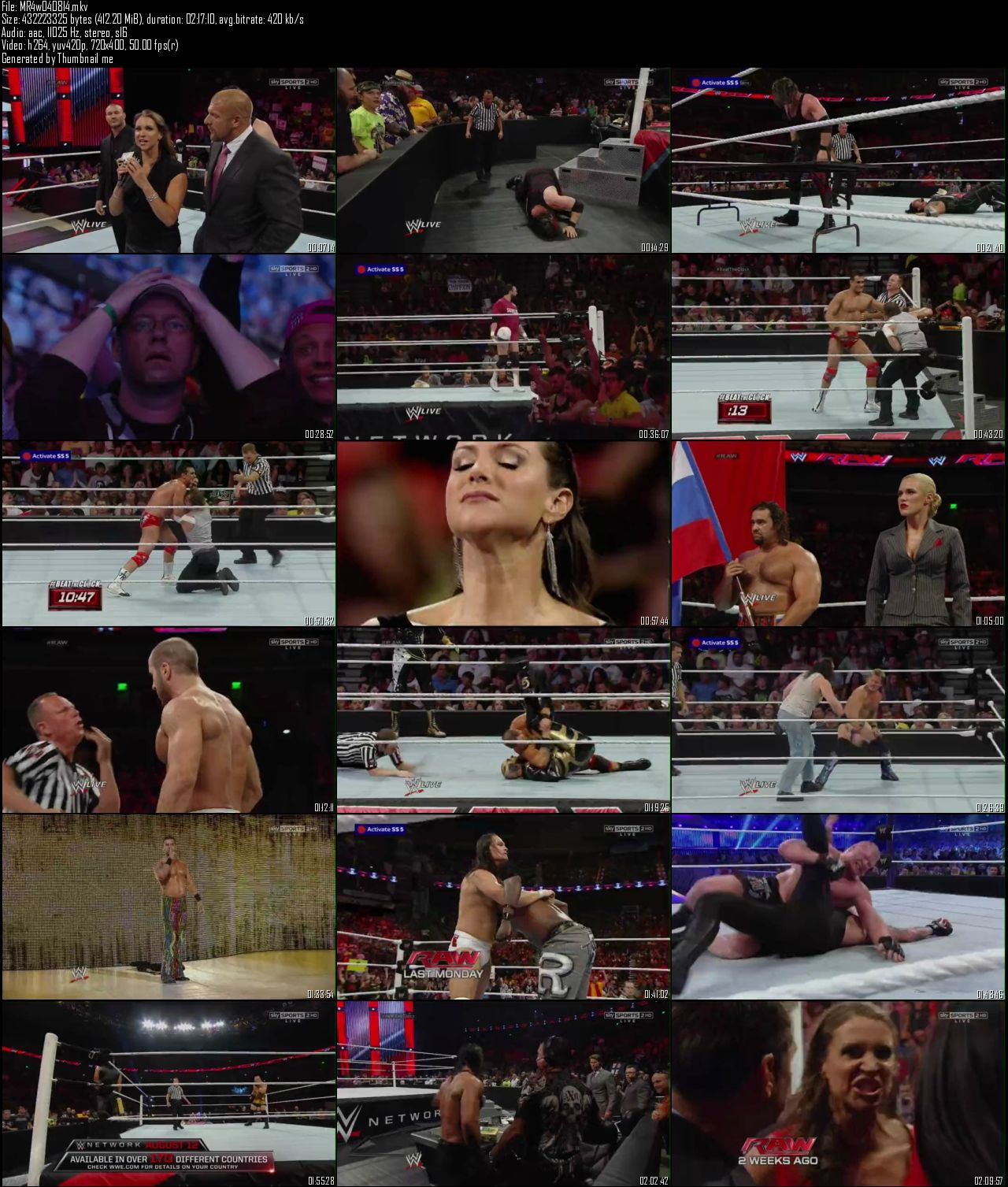 WWE Monday Night Raw 4th August (2014)